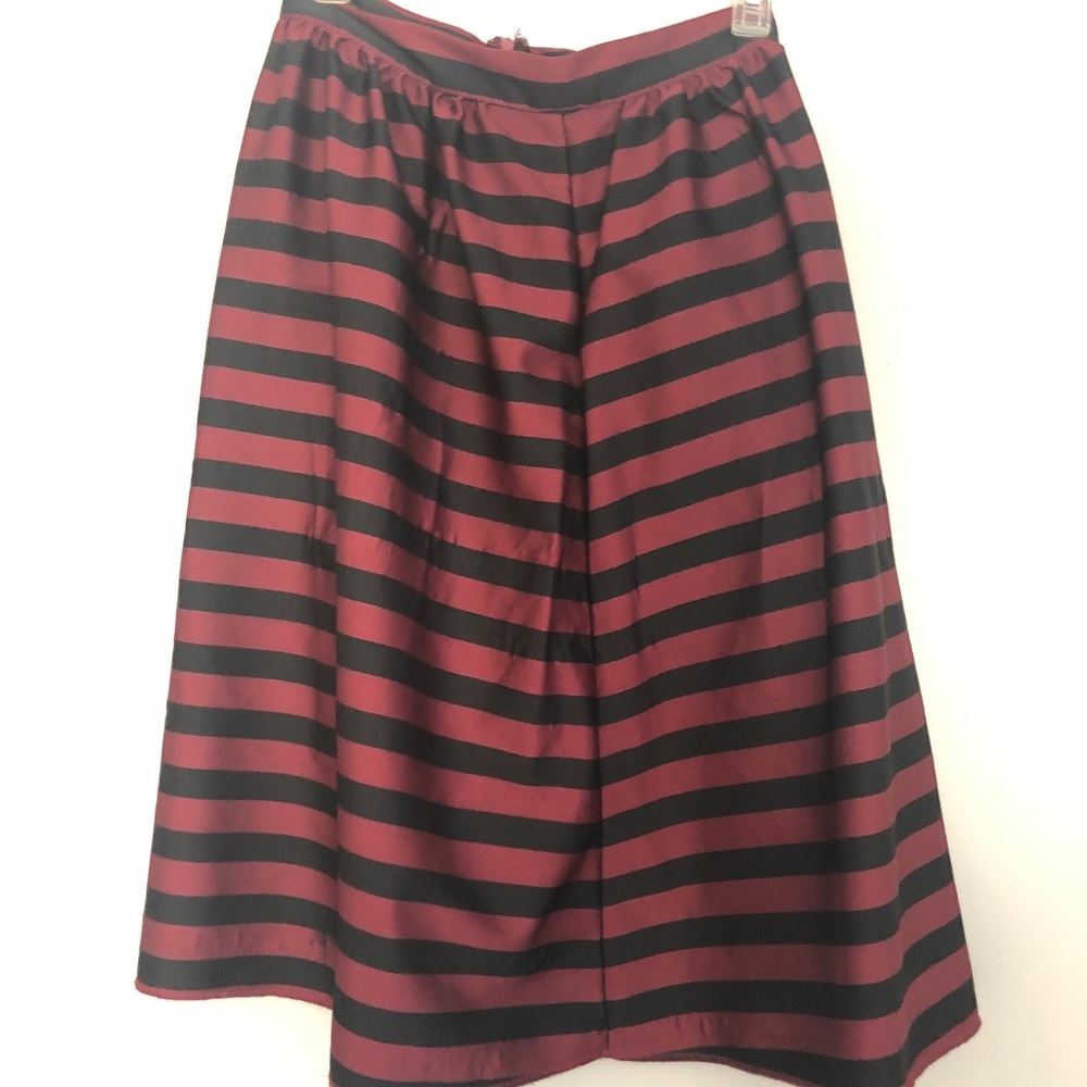 cute striped, black and maroon midi skirt
